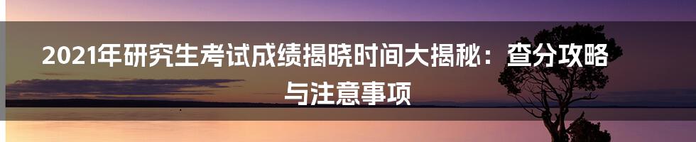 2021年研究生考试成绩揭晓时间大揭秘:查分攻略与注意事项