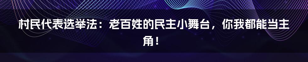 村民代表选举法：老百姓的民主小舞台，你我都能当主角！