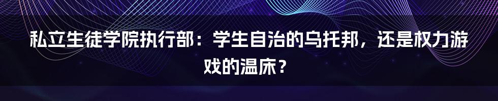 私立生徒学院执行部:学生自治的乌托邦,还是权力游戏的温床?