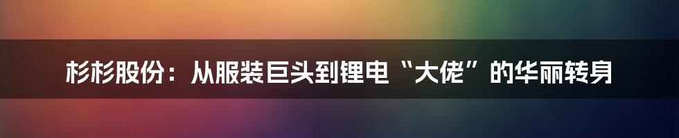 杉杉股份：从服装巨头到锂电“大佬”的华丽转身