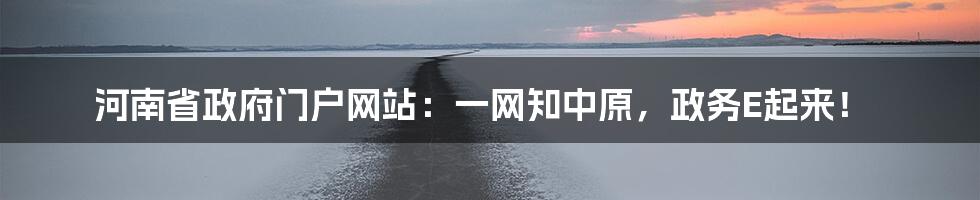 河南省政府门户网站:一网知中原,政务E起来!