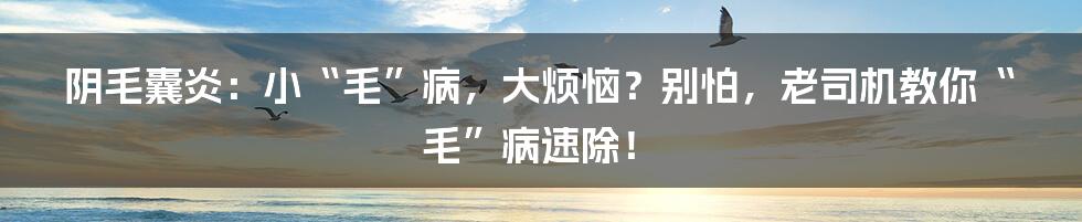 阴毛囊炎:小“毛”病,大烦恼?别怕,老司机教你“毛”病速除!