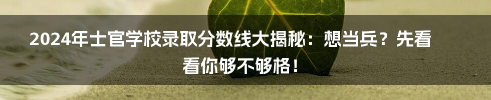 2024年士官学校录取分数线大揭秘:想当兵?先看看你够不够格!