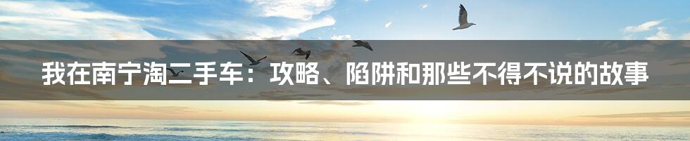 我在南宁淘二手车:攻略、陷阱和那些不得不说的故事