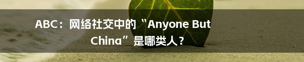 ABC：网络社交中的“Anyone But China”是哪类人？