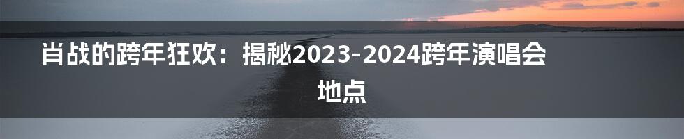 肖战的跨年狂欢:揭秘2023-2024跨年演唱会地点