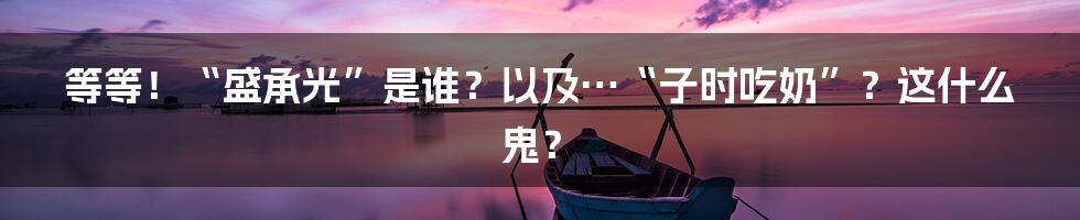 等等！“盛承光”是谁？以及…“子时吃奶”？这什么鬼？