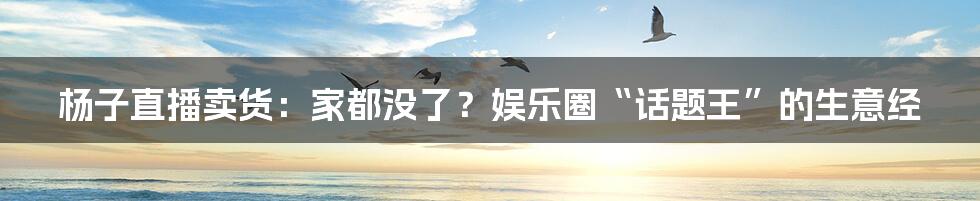 杨子直播卖货：家都没了？娱乐圈“话题王”的生意经