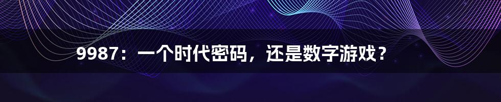 9987:一个时代密码,还是数字游戏?