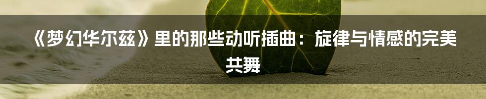 《梦幻华尔兹》里的那些动听插曲：旋律与情感的完美共舞