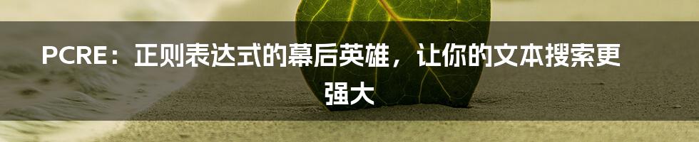 PCRE：正则表达式的幕后英雄，让你的文本搜索更强大