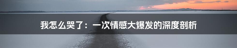 我怎么哭了：一次情感大爆发的深度剖析