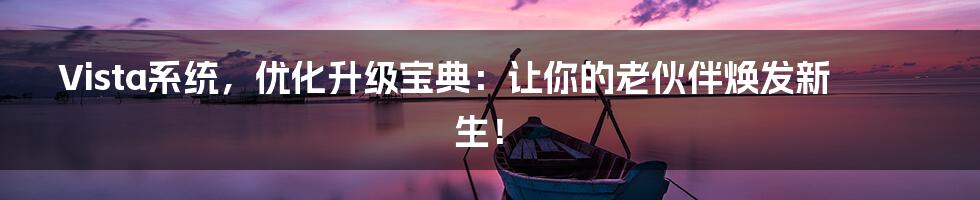 Vista系统,优化升级宝典:让你的老伙伴焕发新生!
