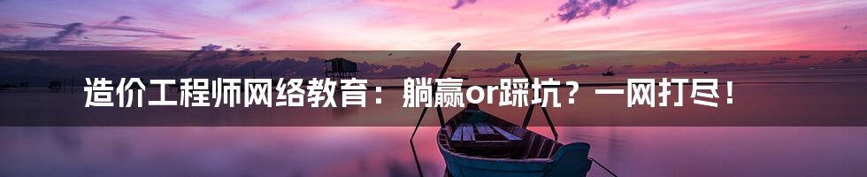造价工程师网络教育:躺赢or踩坑?一网打尽!
