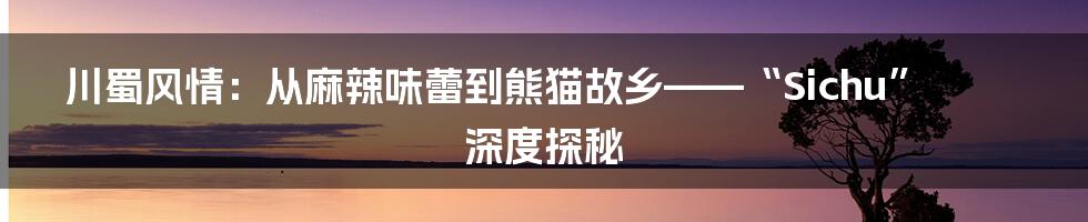 川蜀风情：从麻辣味蕾到熊猫故乡——“Sichu”深度探秘
