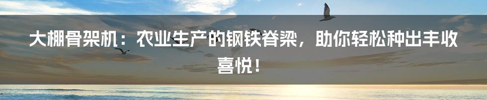 大棚骨架机:农业生产的钢铁脊梁,助你轻松种出丰收喜悦!