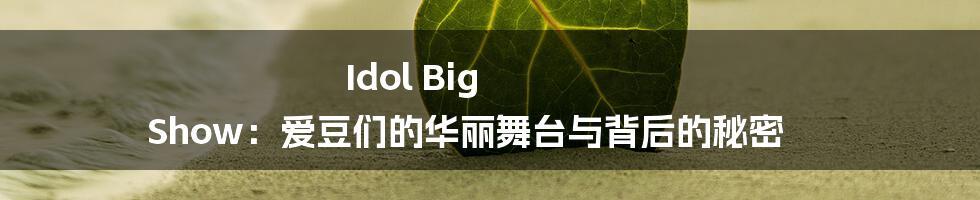 Idol Big Show：爱豆们的华丽舞台与背后的秘密