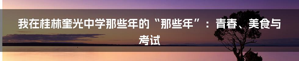 我在桂林奎光中学那些年的“那些年”:青春、美食与考试