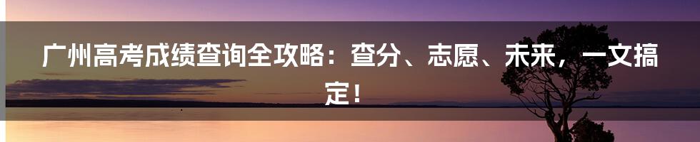 广州高考成绩查询全攻略:查分、志愿、未来,一文搞定!
