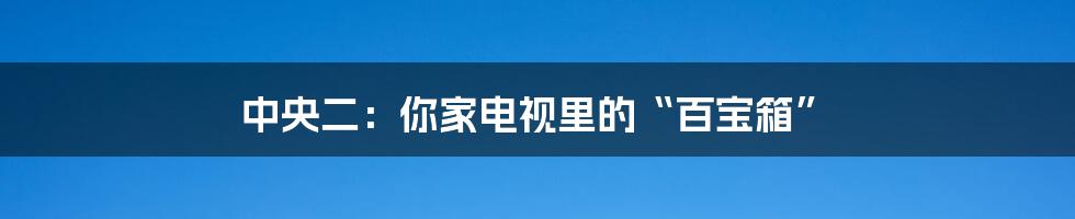 中央二：你家电视里的“百宝箱”