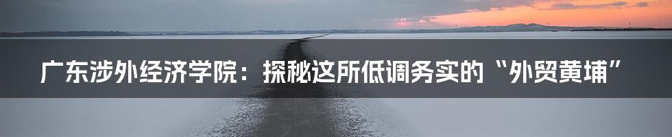 广东涉外经济学院：探秘这所低调务实的“外贸黄埔”