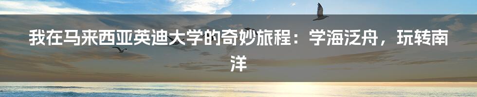 我在马来西亚英迪大学的奇妙旅程：学海泛舟，玩转南洋