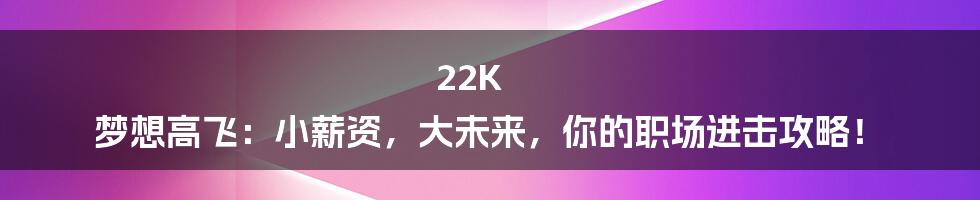 22K 梦想高飞：小薪资，大未来，你的职场进击攻略！