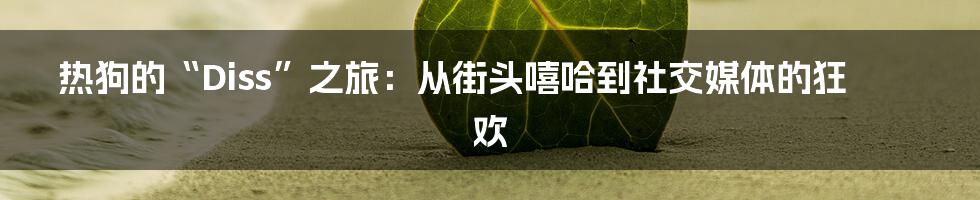 热狗的“Diss”之旅：从街头嘻哈到社交媒体的狂欢