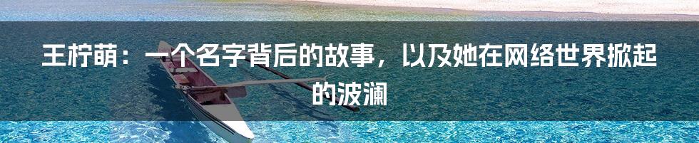 王柠萌：一个名字背后的故事，以及她在网络世界掀起的波澜