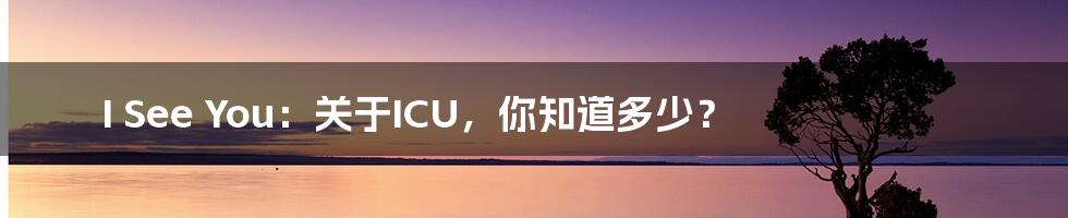 I See You：关于ICU，你知道多少？