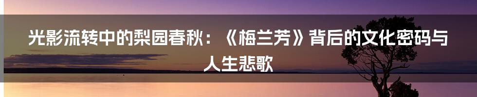 光影流转中的梨园春秋:《梅兰芳》背后的文化密码与人生悲歌