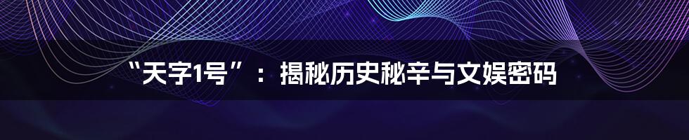 “天字1号”:揭秘历史秘辛与文娱密码