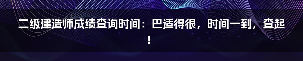 二级建造师成绩查询时间:巴适得很,时间一到,查起!