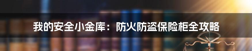 我的安全小金库：防火防盗保险柜全攻略