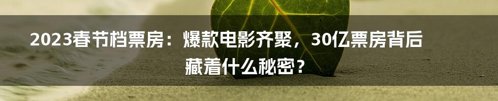 2023春节档票房:爆款电影齐聚,30亿票房背后藏着什么秘密?