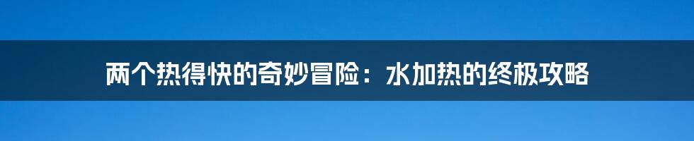 两个热得快的奇妙冒险:水加热的终极攻略