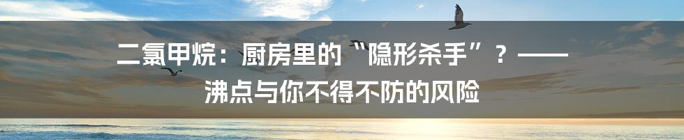 二氯甲烷:厨房里的“隐形杀手”?—— 沸点与你不得不防的风险