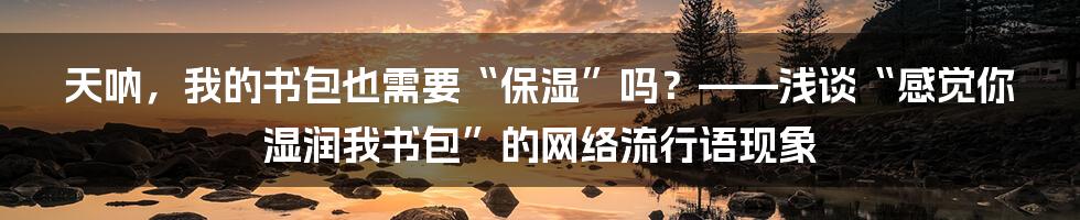天呐，我的书包也需要“保湿”吗？——浅谈“感觉你湿润我书包”的网络流行语现象