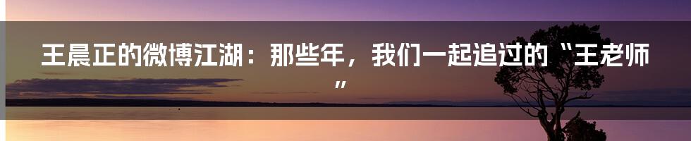 王晨正的微博江湖：那些年，我们一起追过的“王老师”