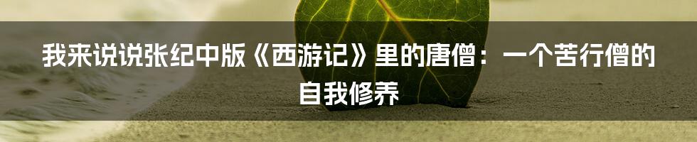 我来说说张纪中版《西游记》里的唐僧:一个苦行僧的自我修养