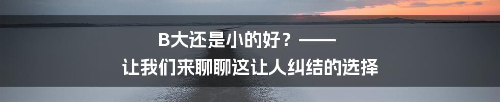 B大还是小的好？—— 让我们来聊聊这让人纠结的选择