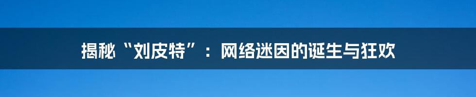 揭秘“刘皮特”：网络迷因的诞生与狂欢