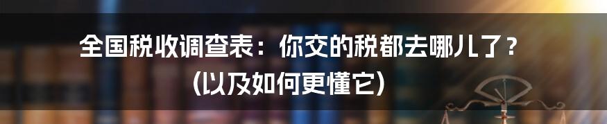 全国税收调查表:你交的税都去哪儿了? (以及如何更懂它)