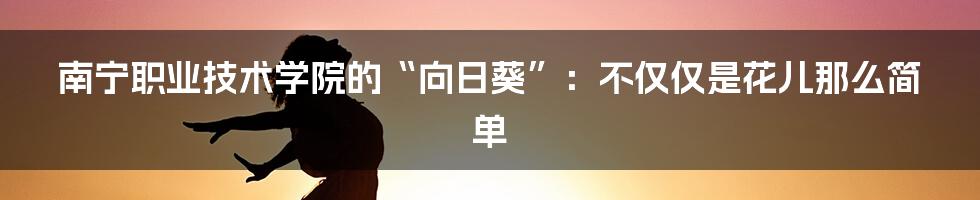南宁职业技术学院的“向日葵”：不仅仅是花儿那么简单