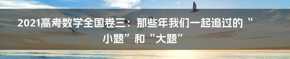 2021高考数学全国卷三:那些年我们一起追过的“小题”和“大题”