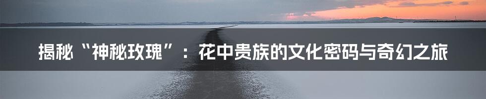揭秘“神秘玫瑰”：花中贵族的文化密码与奇幻之旅