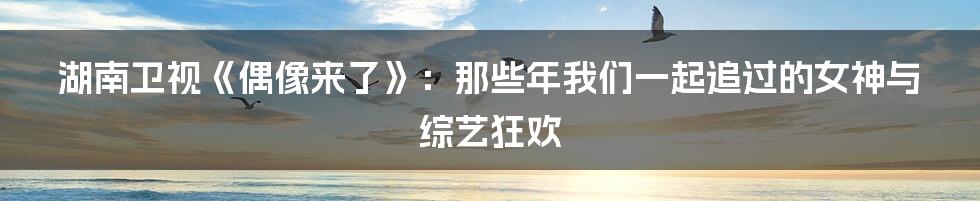 湖南卫视《偶像来了》:那些年我们一起追过的女神与综艺狂欢