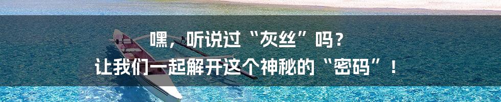嘿,听说过“灰丝”吗? 让我们一起解开这个神秘的“密码”!