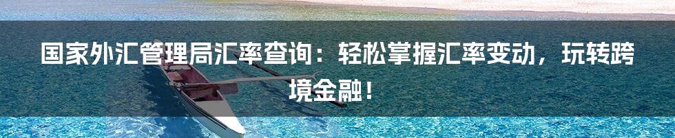 国家外汇管理局汇率查询:轻松掌握汇率变动,玩转跨境金融!