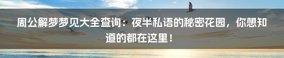 周公解梦梦见大全查询：夜半私语的秘密花园，你想知道的都在这里！